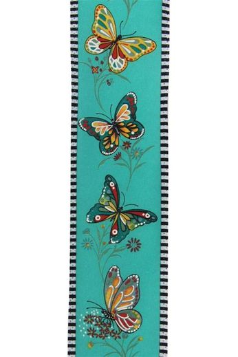 Shop For 2.5" Butterfly Stripe Edge Ribbon: Light Teal (10 Yards)