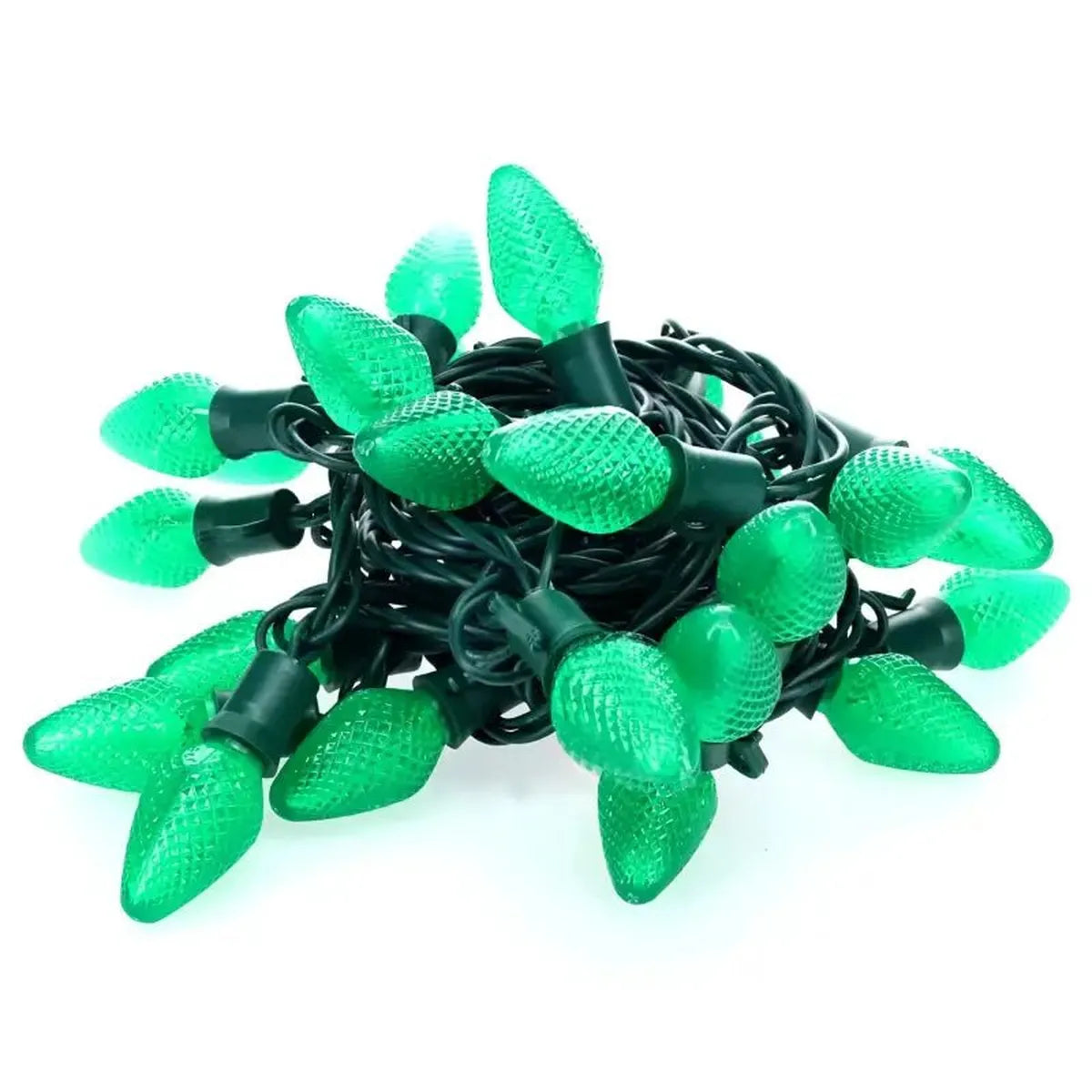 Shop For 25 C7 Green LED Christmas Lights, 8" Spacing