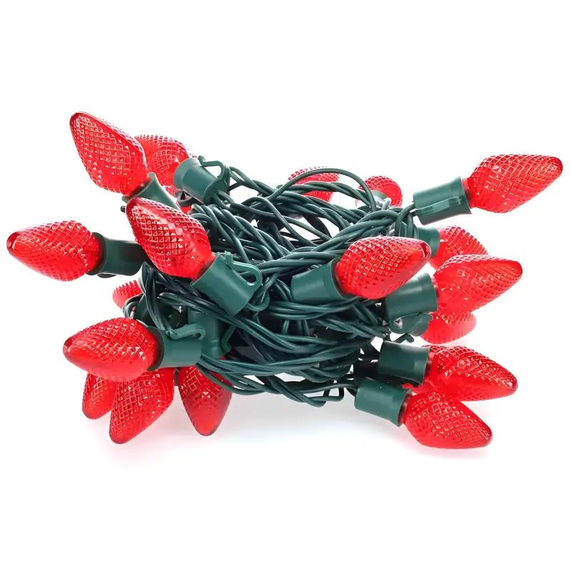 Shop For 25 C7 Red LED Christmas Lights, 8" Spacing