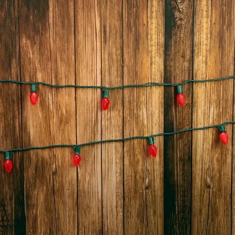 Shop For 25 C7 Red LED Christmas Lights, 8" Spacing