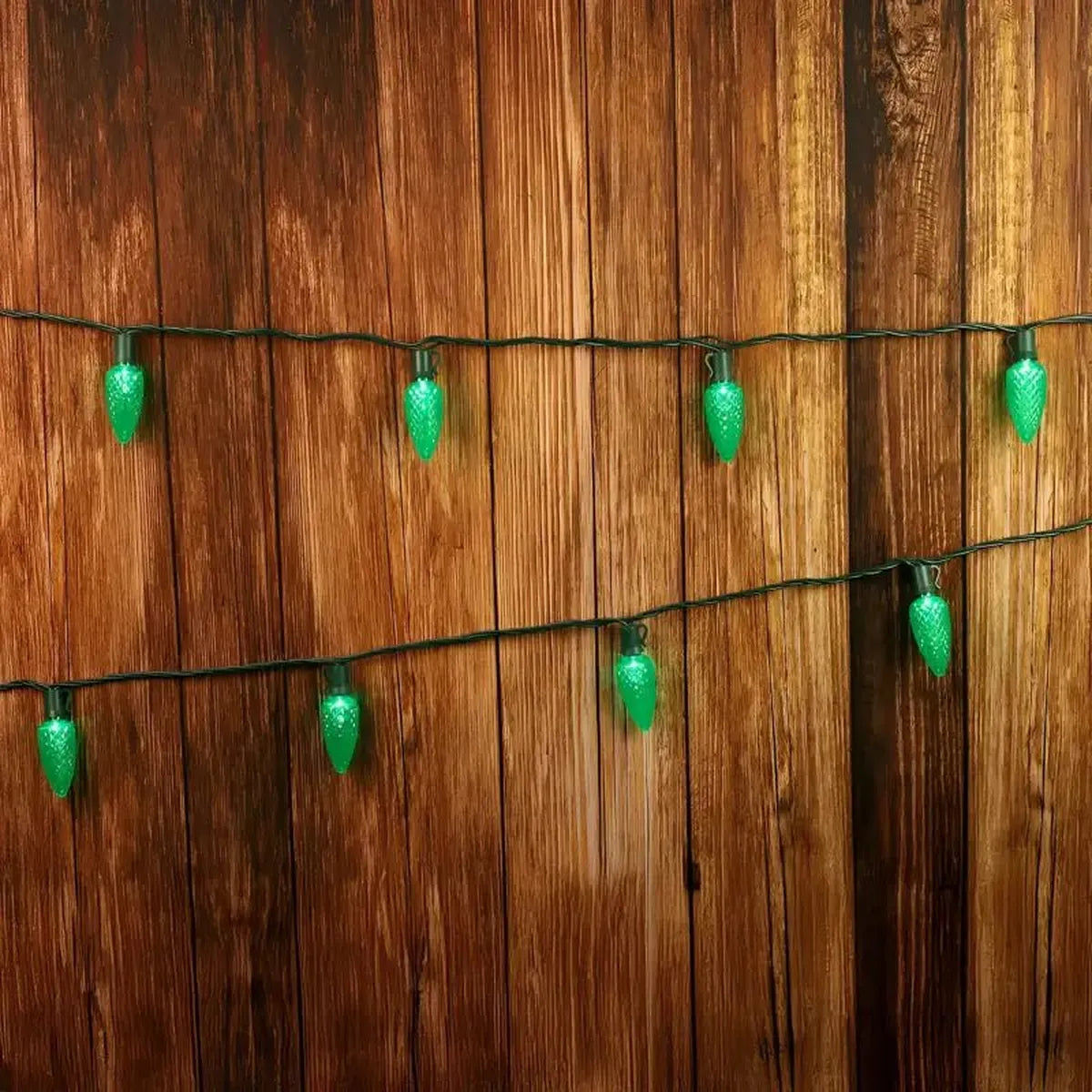 Shop For 25 C9 Green LED Christmas Lights, 8" Spacing