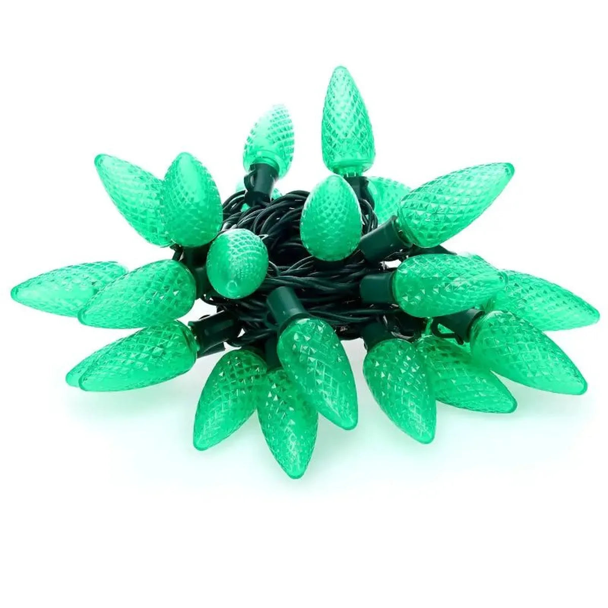 Shop For 25 C9 Green LED Christmas Lights, 8" Spacing