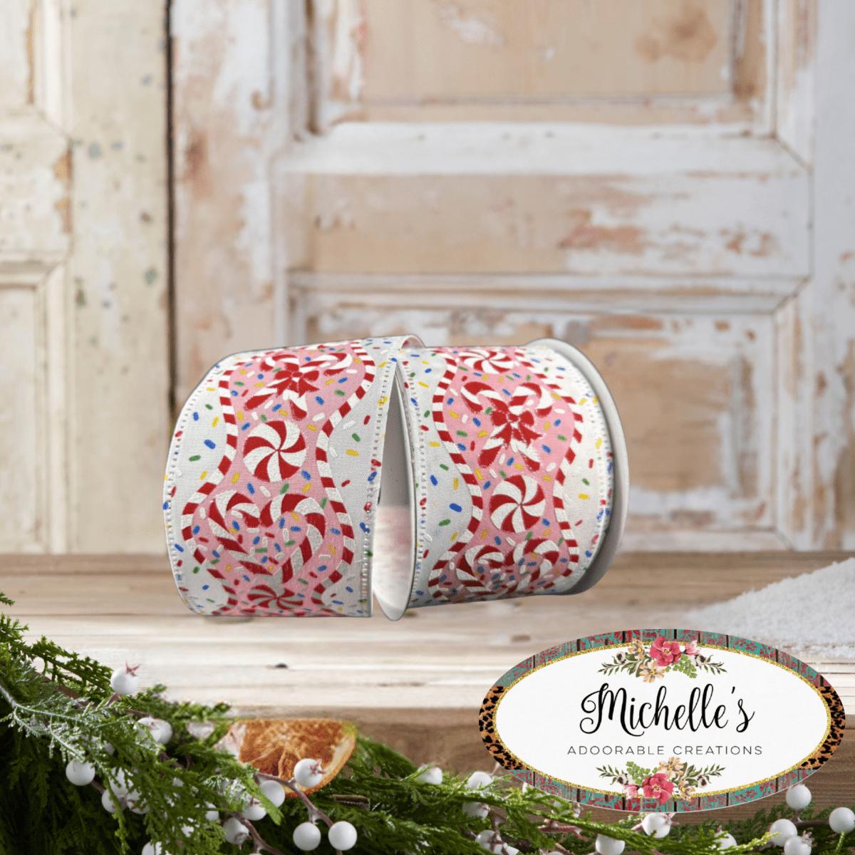 Shop For 2.5" Candy Cane Sprinkle Ribbon: White (10 Yards)