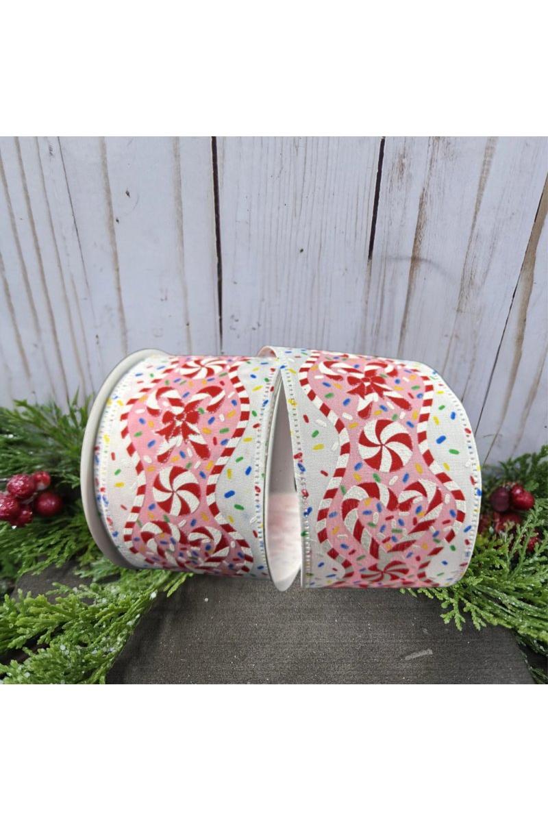 Shop For 2.5" Candy Cane Sprinkle Ribbon: White (10 Yards)