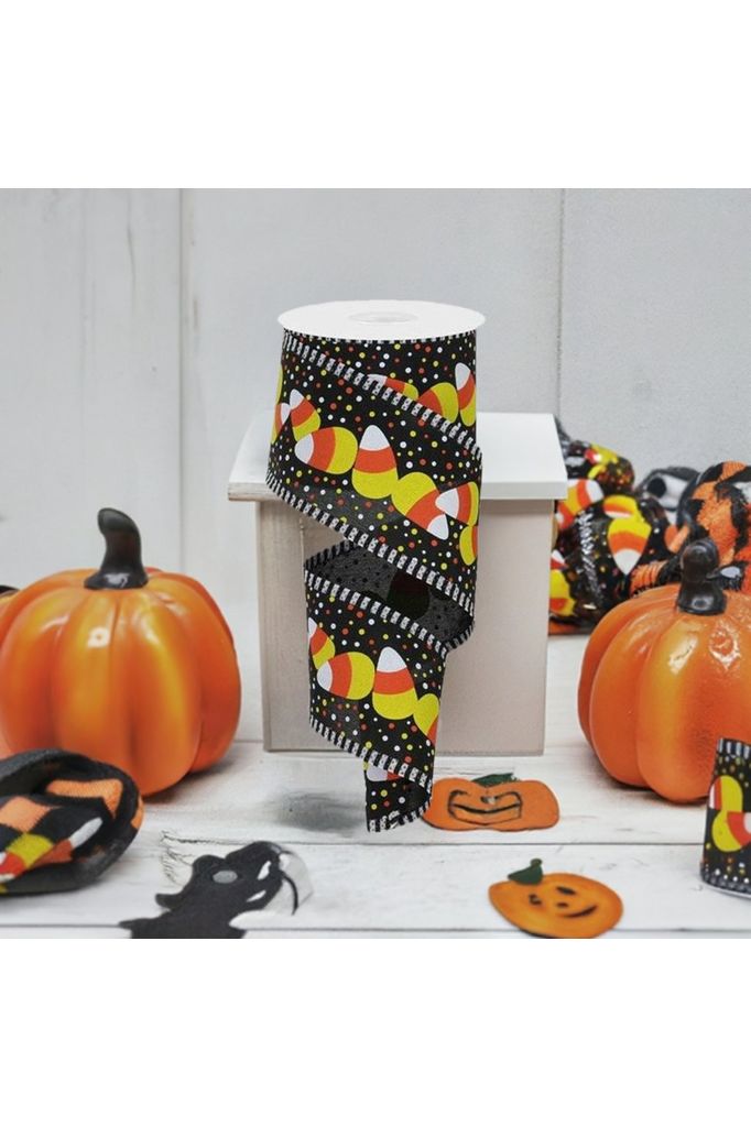 Shop For 2.5" Candy Corn Stripe Ribbon: Black (10 Yards) at Michelle's aDOORable Creations