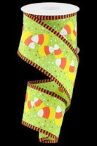 Shop For 2.5" Candy Corn Stripe Ribbon: Lime (10 Yards) at Michelle's aDOORable Creations