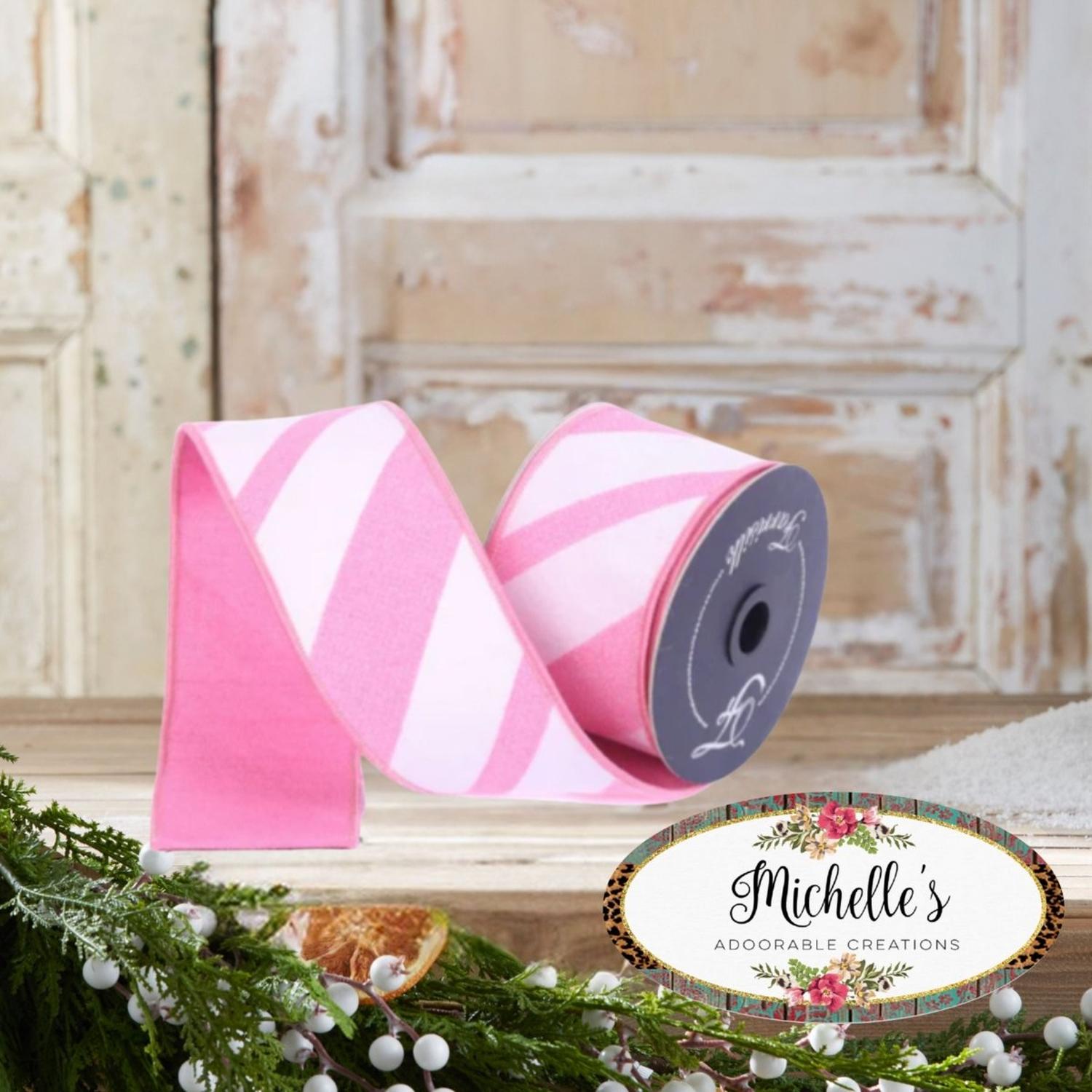 2.5" Candy Gloss Striped Ribbon: Pink (10 Yards)