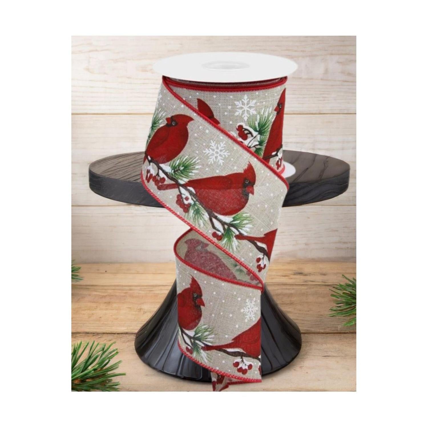 Shop For 2.5" Cardinals On Tree Branch Ribbon: Lt Natural (10 Yards)