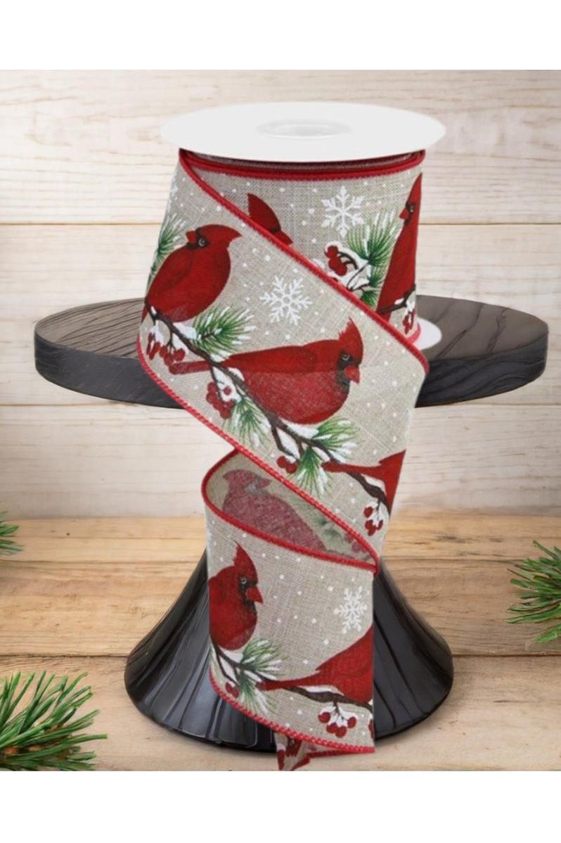 Shop For 2.5" Cardinals On Tree Branch Ribbon: Lt Natural (10 Yards)