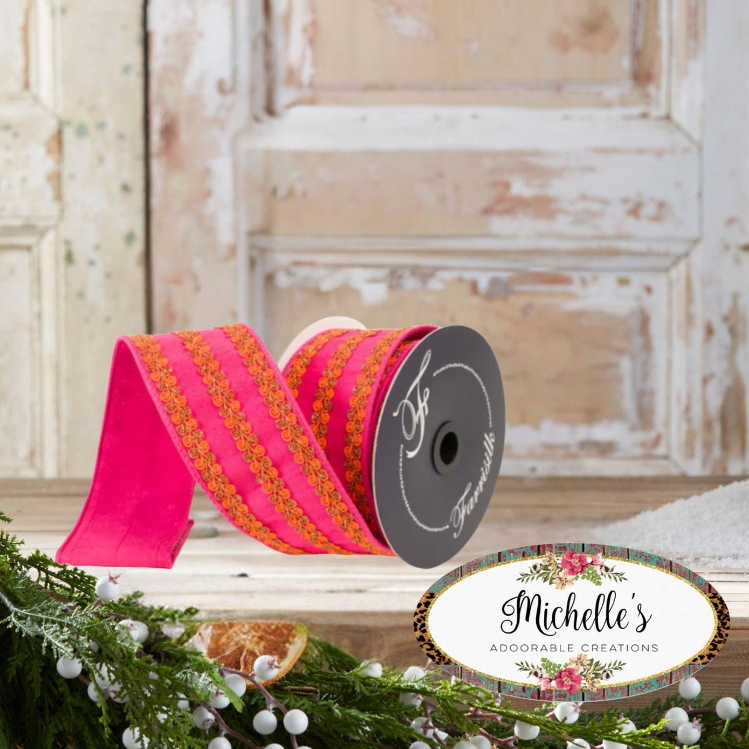 Shop For 2.5" Carnival Swirls Ribbon: Hot Pink/Orange (10 Yards)