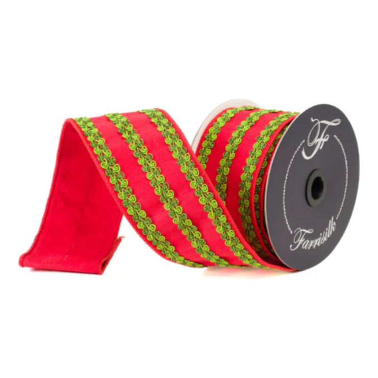 Shop For 2.5" Carnival Swirls Ribbon: Red/Green (10 Yards)