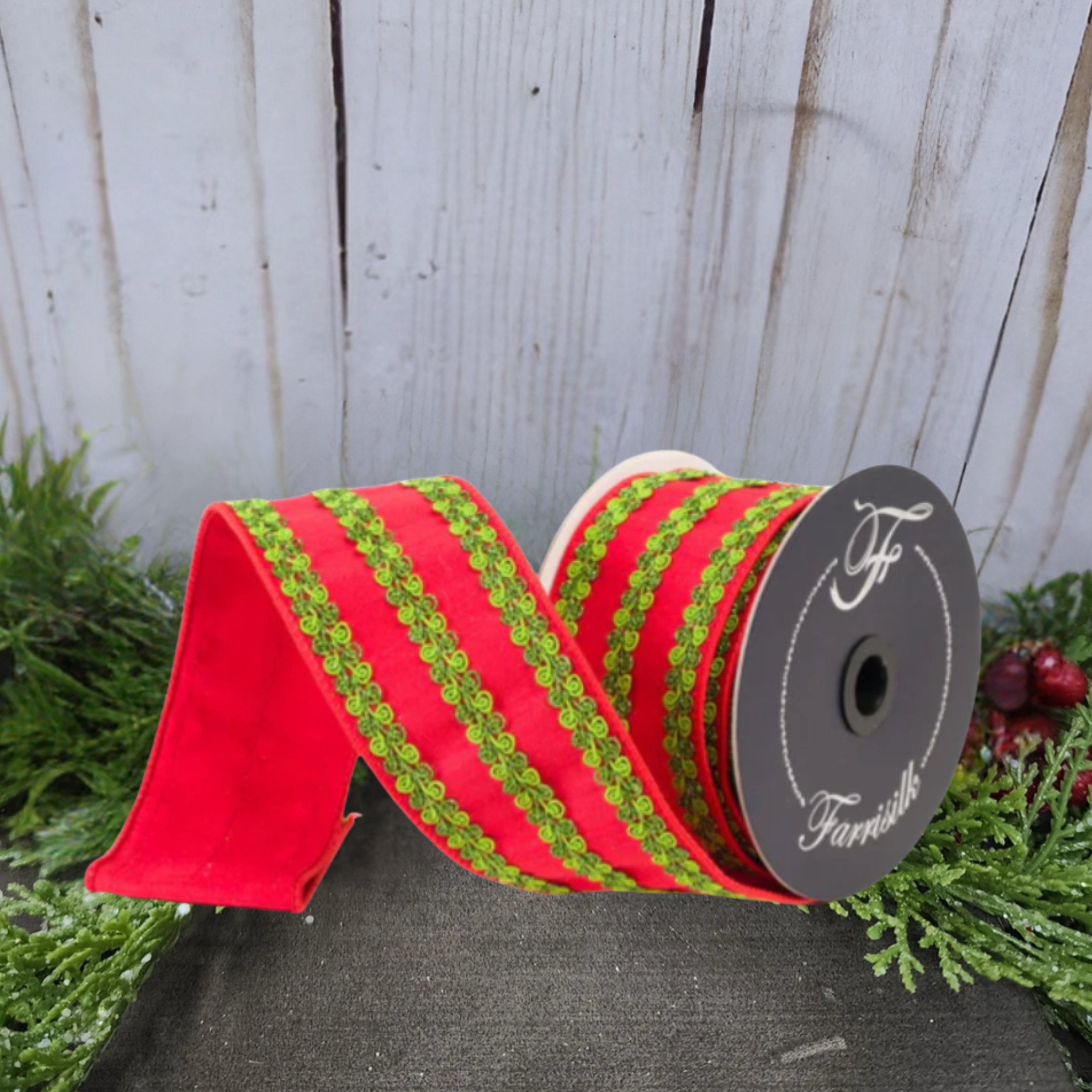 Shop For 2.5" Carnival Swirls Ribbon: Red/Green (10 Yards)