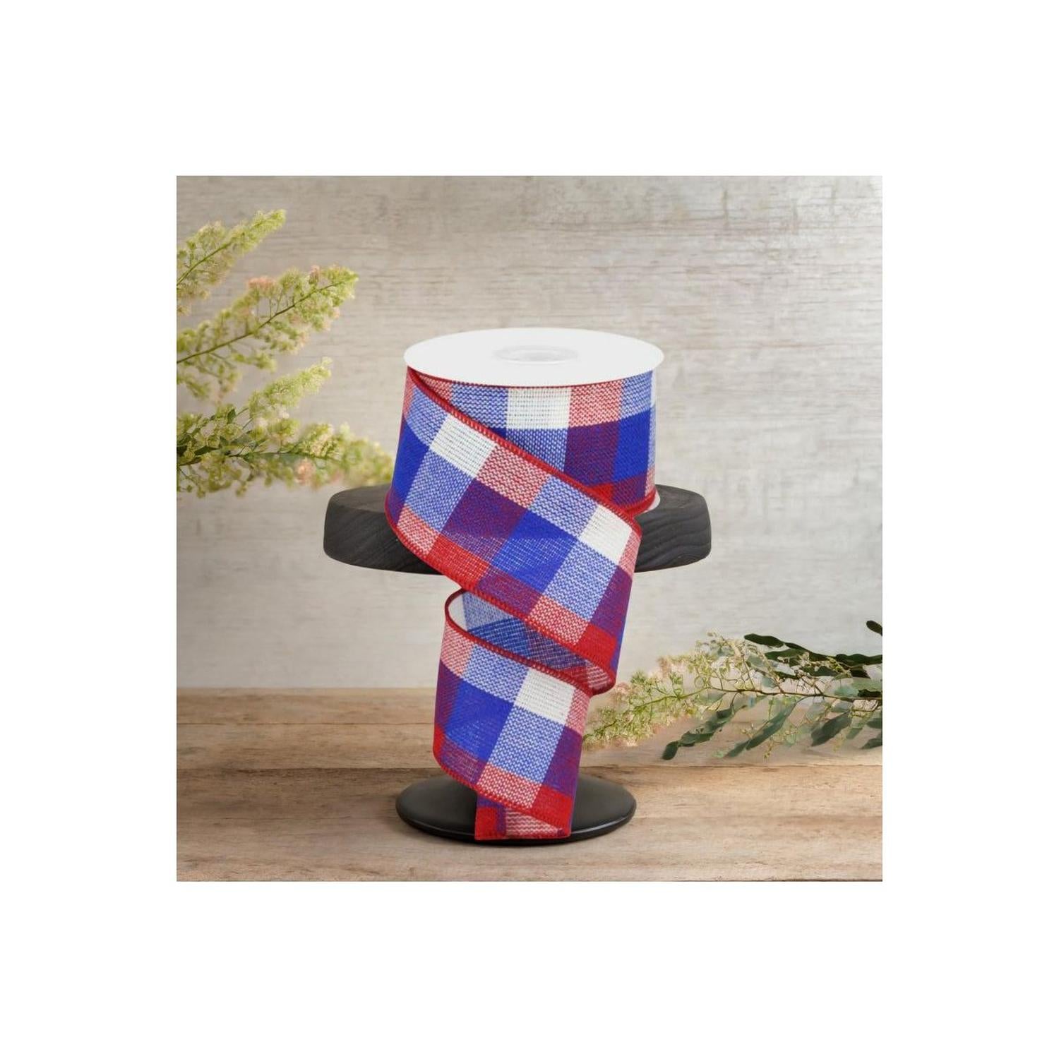 2.5" Check Plaid Ribbon: Patriotic (10 Yards)