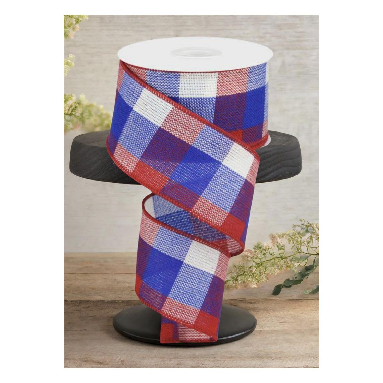 2.5" Check Plaid Ribbon: Patriotic (10 Yards)
