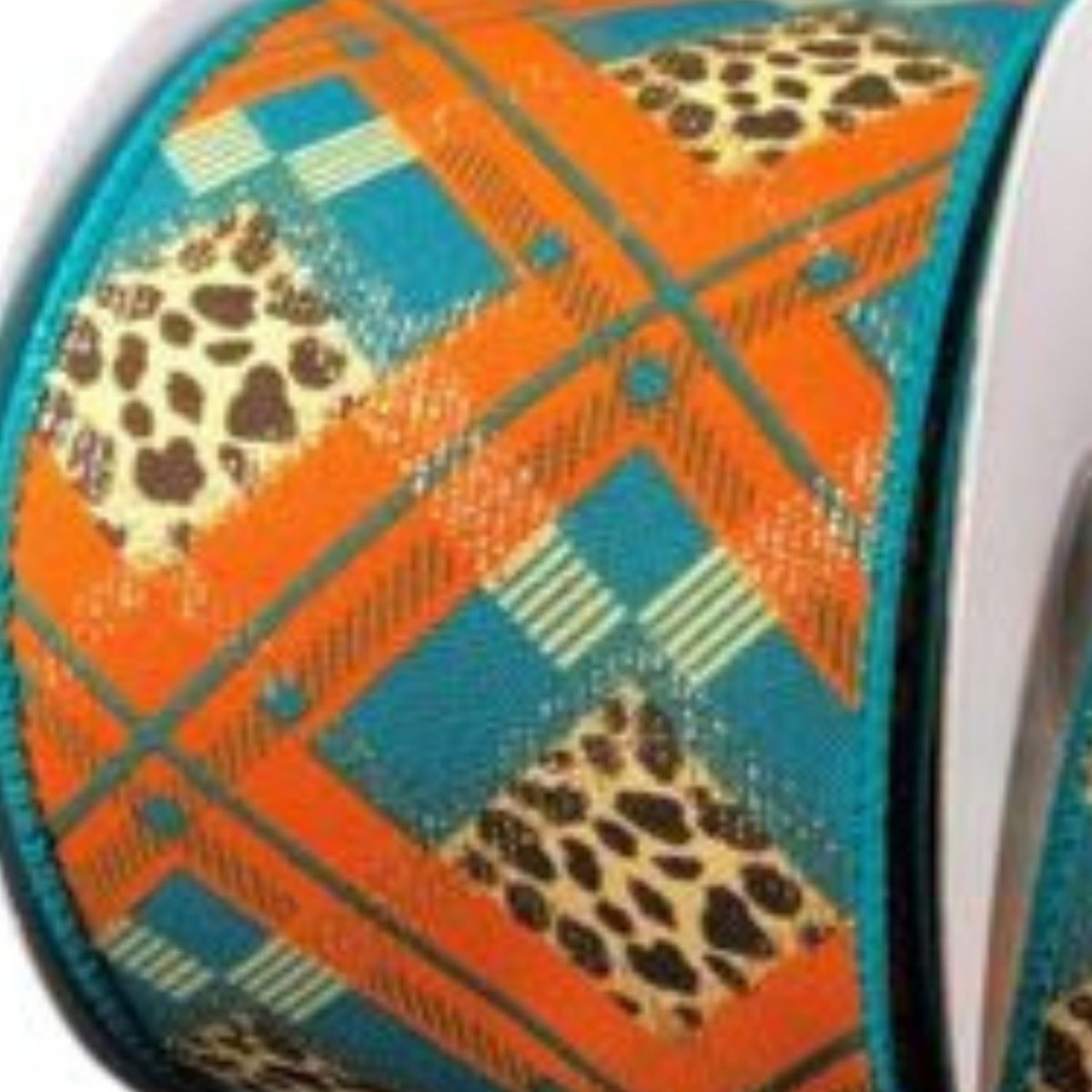 Shop For 2.5" Cheetah Argyle Plaid Ribbon: Teal & Orange (10 Yards)
