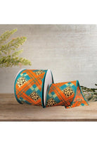 Shop For 2.5" Cheetah Argyle Plaid Ribbon: Teal & Orange (10 Yards)