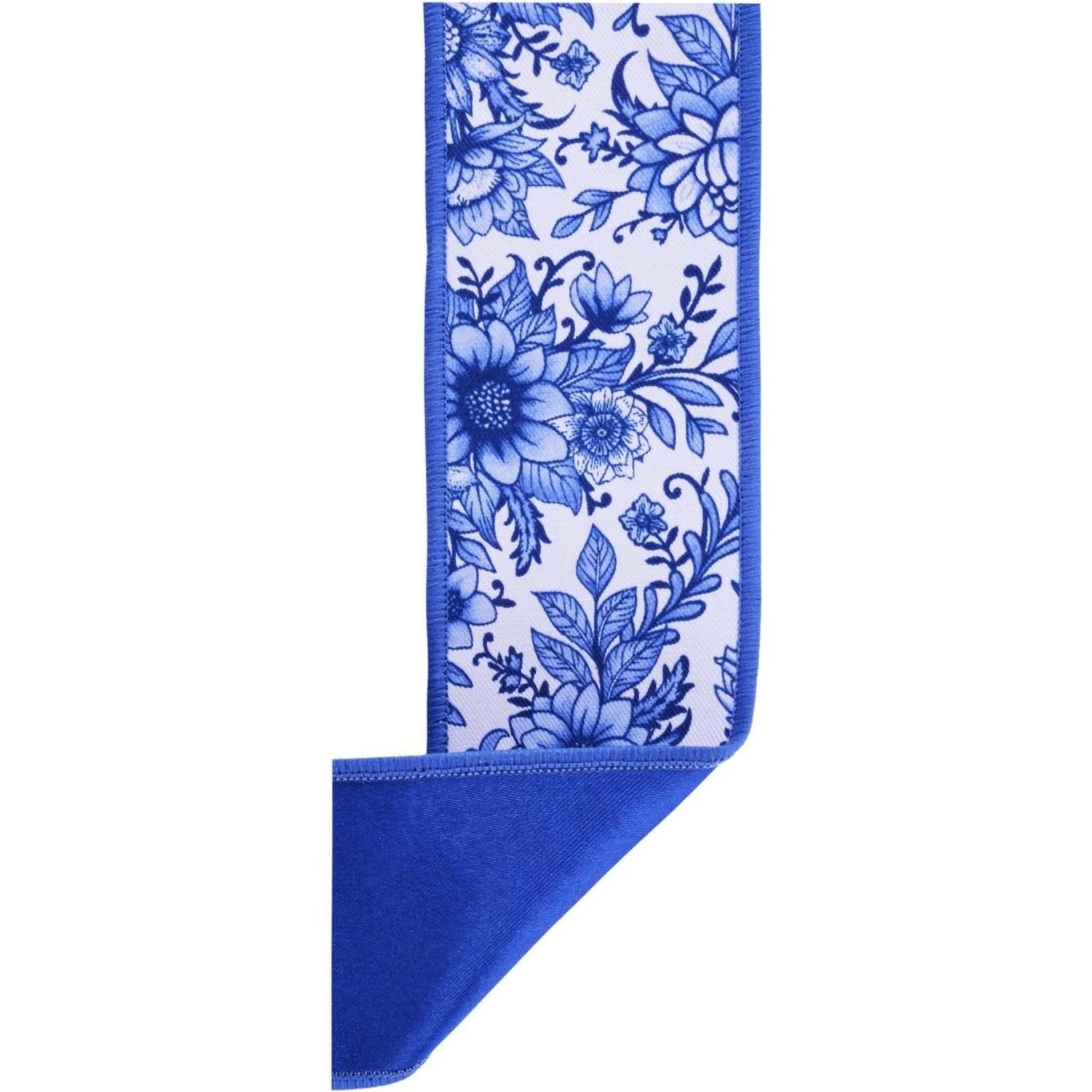 2.5" Chinoiserie Fused Ribbon: Blue (10 Yards)