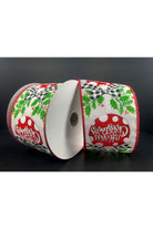 Shop For 2.5" Christmas Ornament Holly Ribbon: White & Red (10 Yards) at Michelle's aDOORable Creations