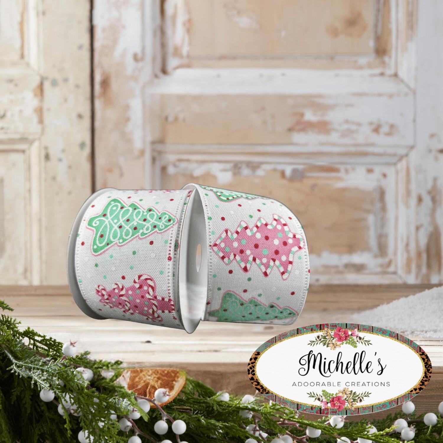 2.5" Christmas Sprinkle Cookies Ribbon: White