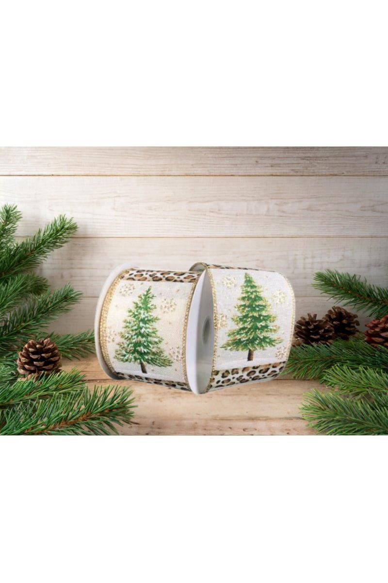 Shop For 2.5" Christmas Tree Leopard Stripe Ribbon: Ivory (10 Yards)