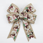 Pre-tied bow of natural snowman patterned wired ribbon