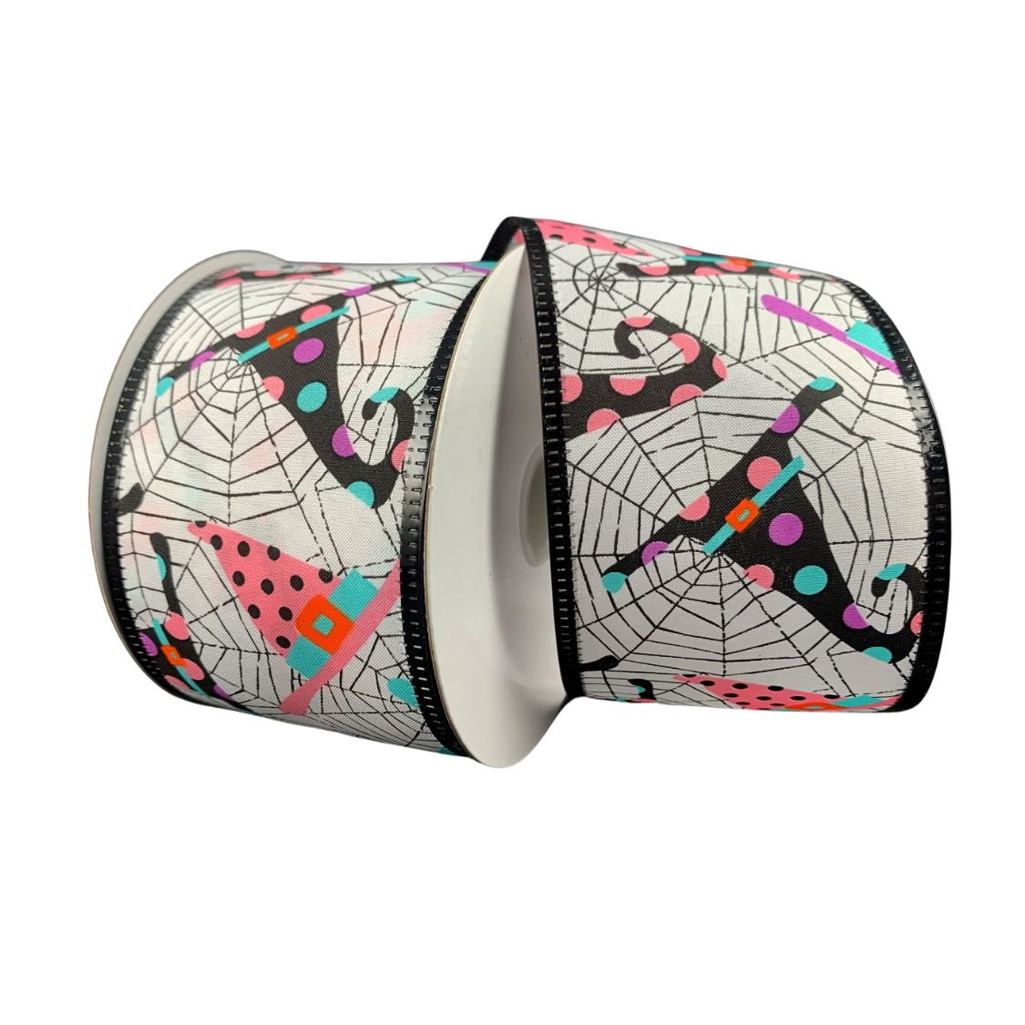 Shop For 2.5" Cobwebs and Witch Hats Ribbon: White (10 Yards) at Michelle's aDOORable Creations