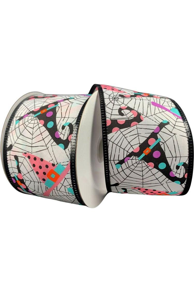 Shop For 2.5" Cobwebs and Witch Hats Ribbon: White (10 Yards) at Michelle's aDOORable Creations