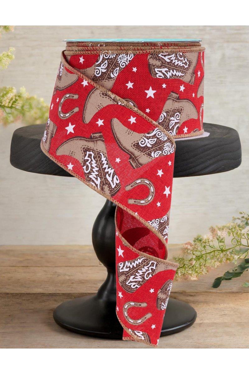 Shop For 2.5" Cowboy Boots Ribbon: Red (10 Yards)