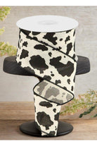 Shop For 2.5" Cowhide Cotton Print Ribbon: Black & Cream (10 Yards)