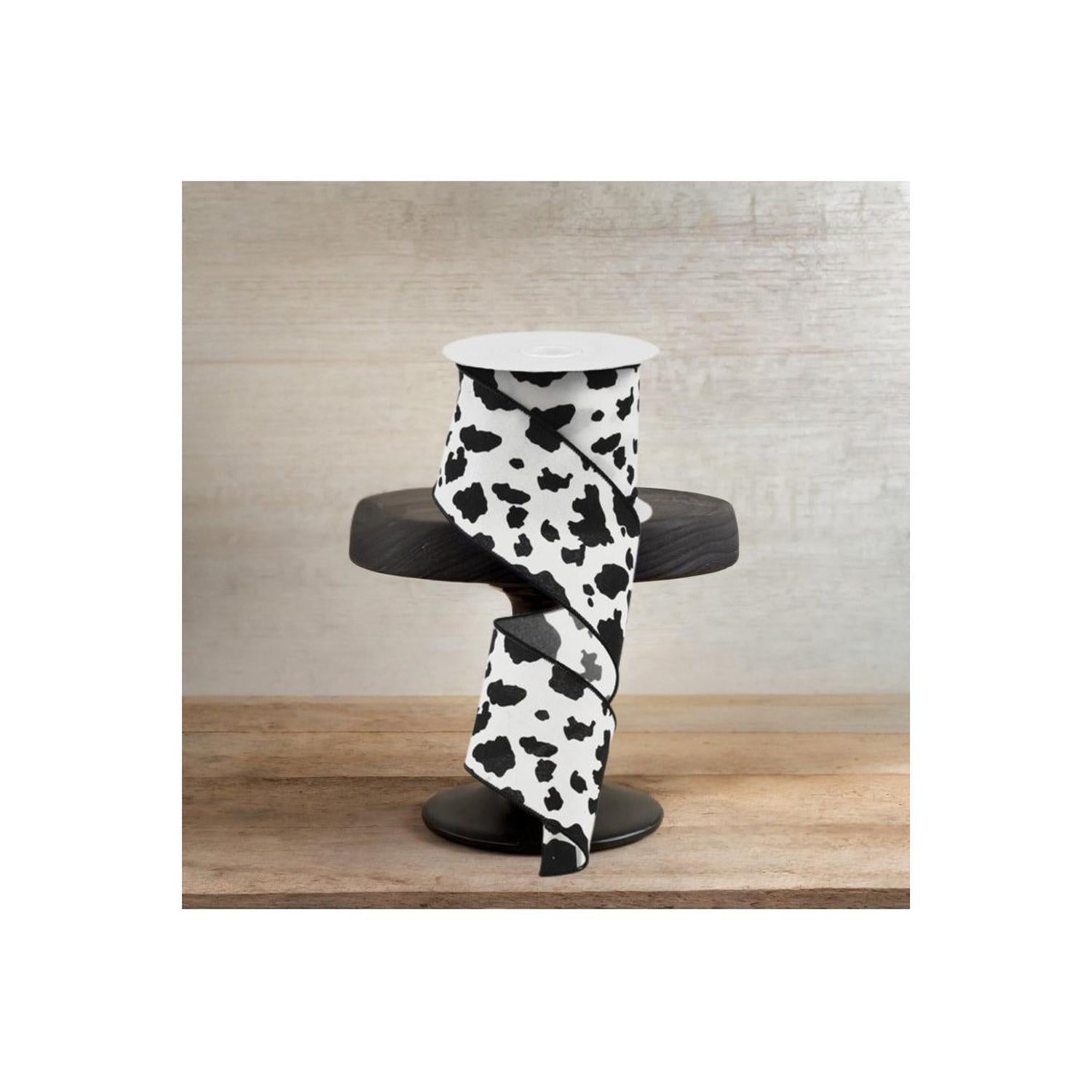 Shop For 2.5" Cowhide Print Ribbon: Black & Ivory (10 Yards)