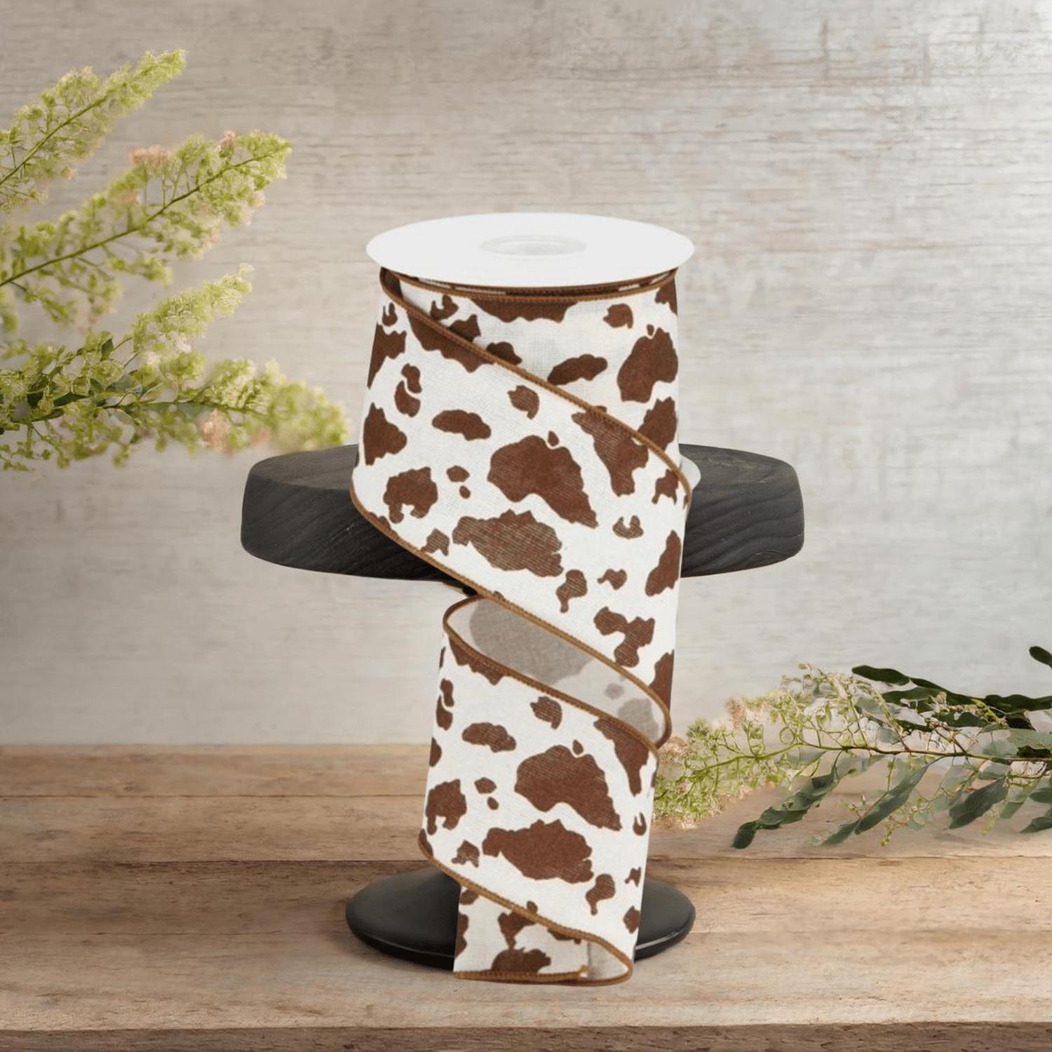 Shop For 2.5" Cowhide Print Ribbon: Brown & White (10 Yards)