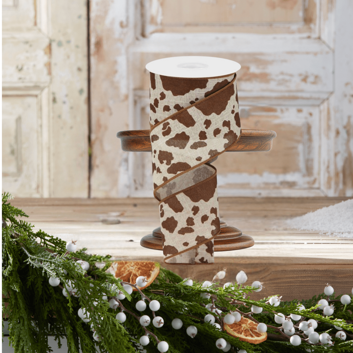 Shop For 2.5" Cowhide Print Ribbon: Natural & Brown (10 Yards)
