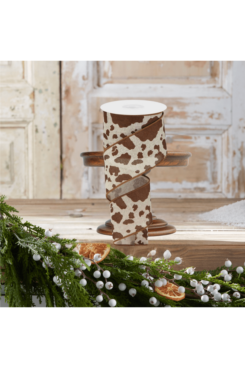 Shop For 2.5" Cowhide Print Ribbon: Natural & Brown (10 Yards)