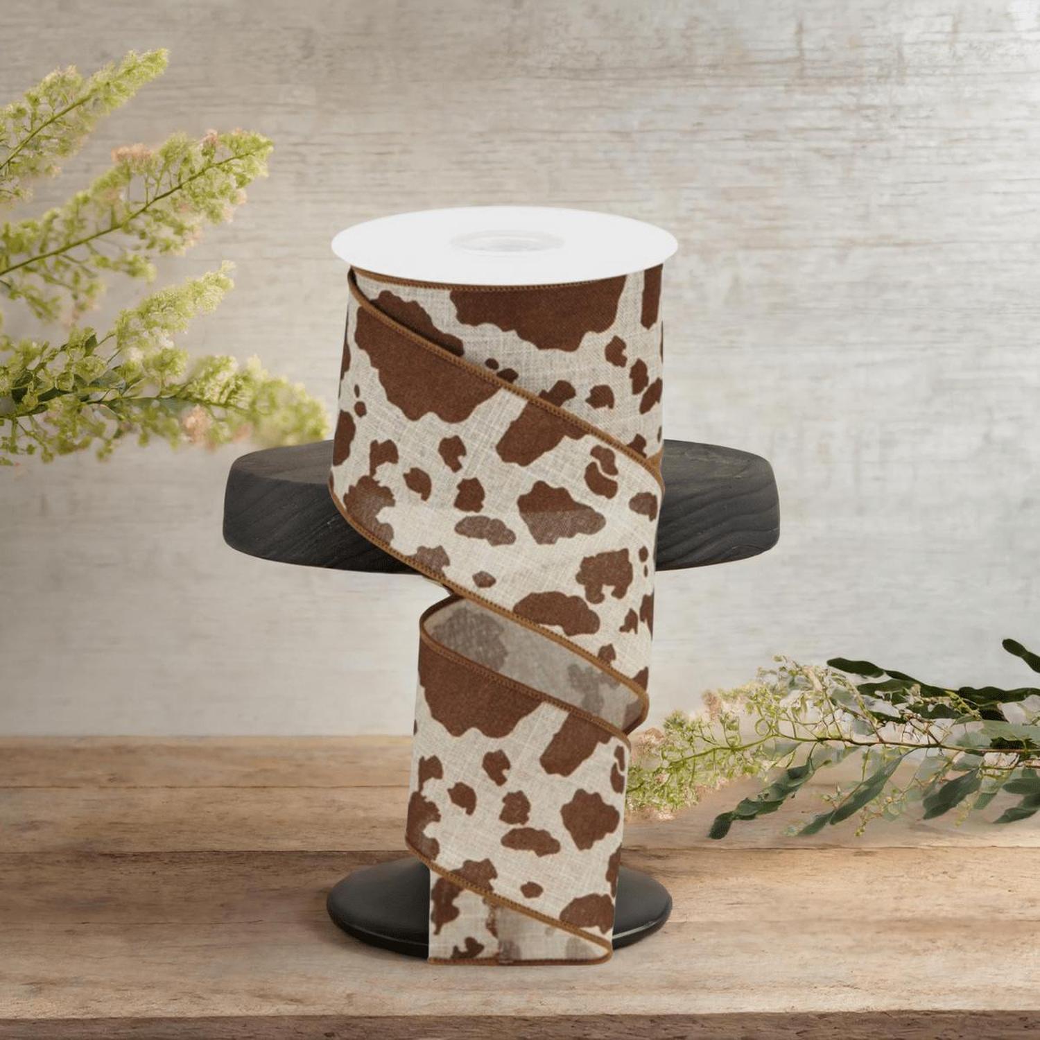 Shop For 2.5" Cowhide Print Ribbon: Natural & Brown (10 Yards)