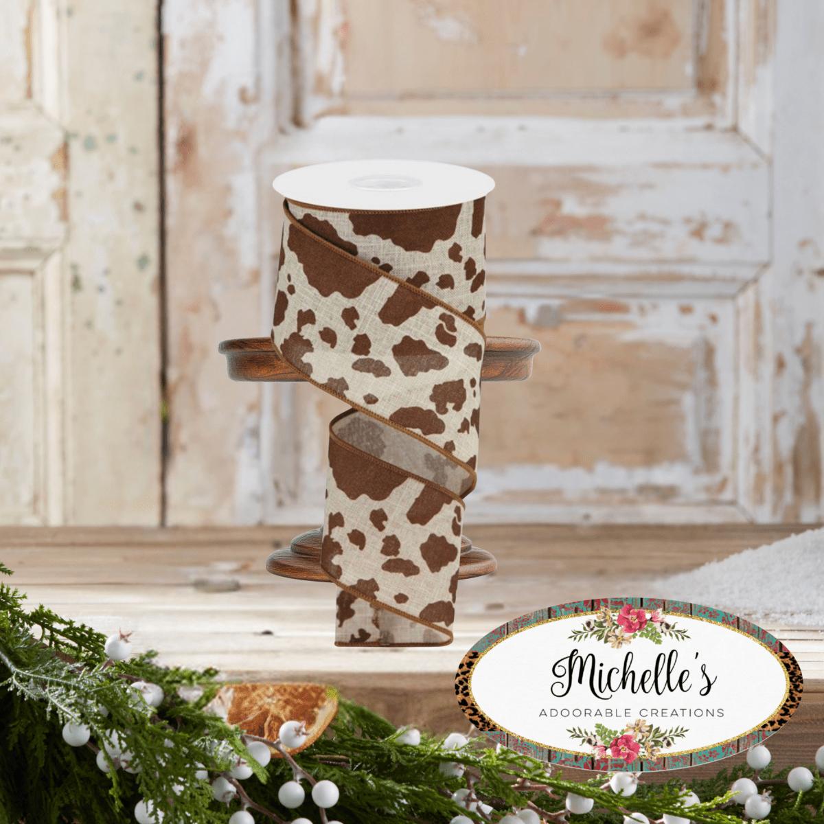 Shop For 2.5" Cowhide Print Ribbon: Natural & Brown (10 Yards)