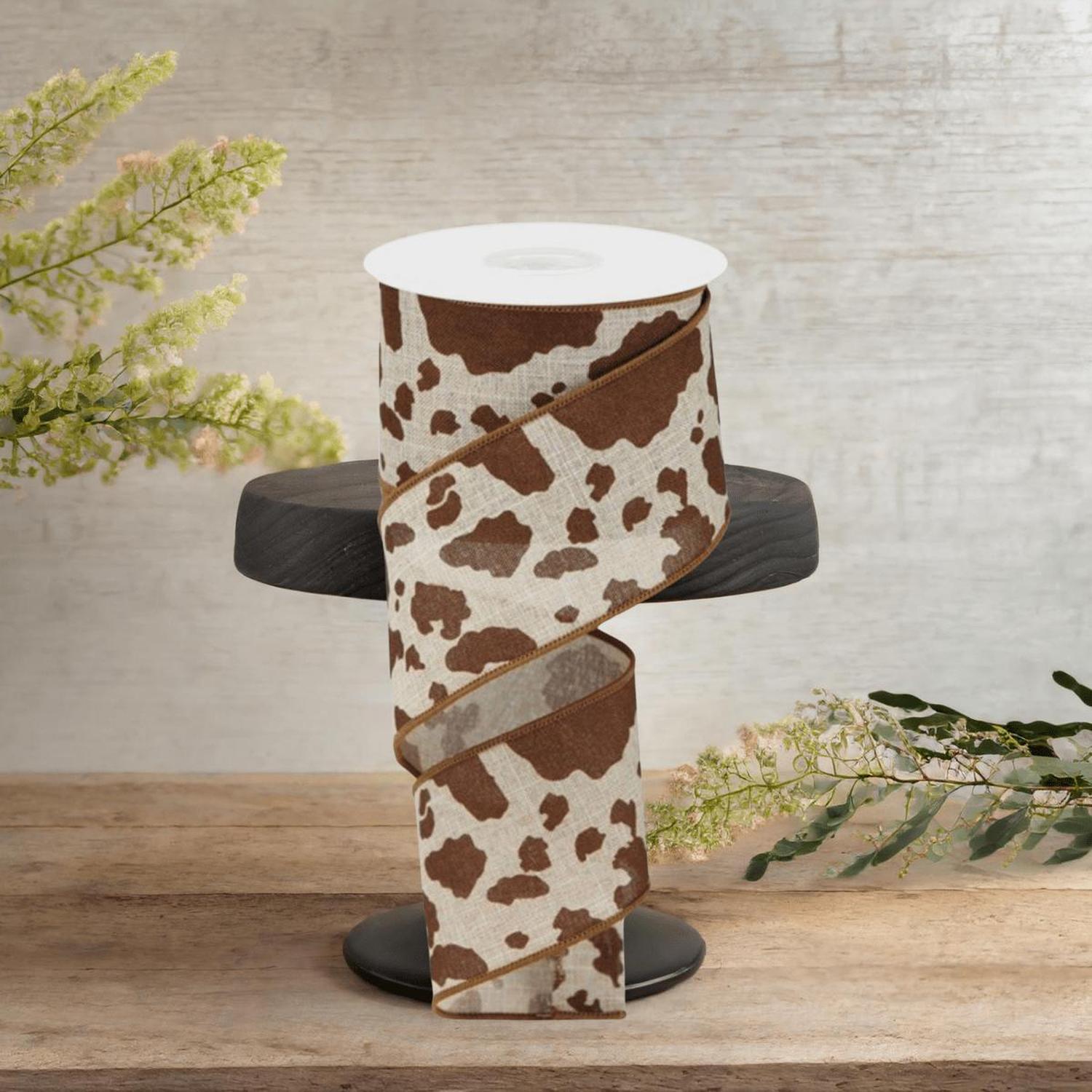 Shop For 2.5" Cowhide Print Ribbon: Natural & Brown (10 Yards)
