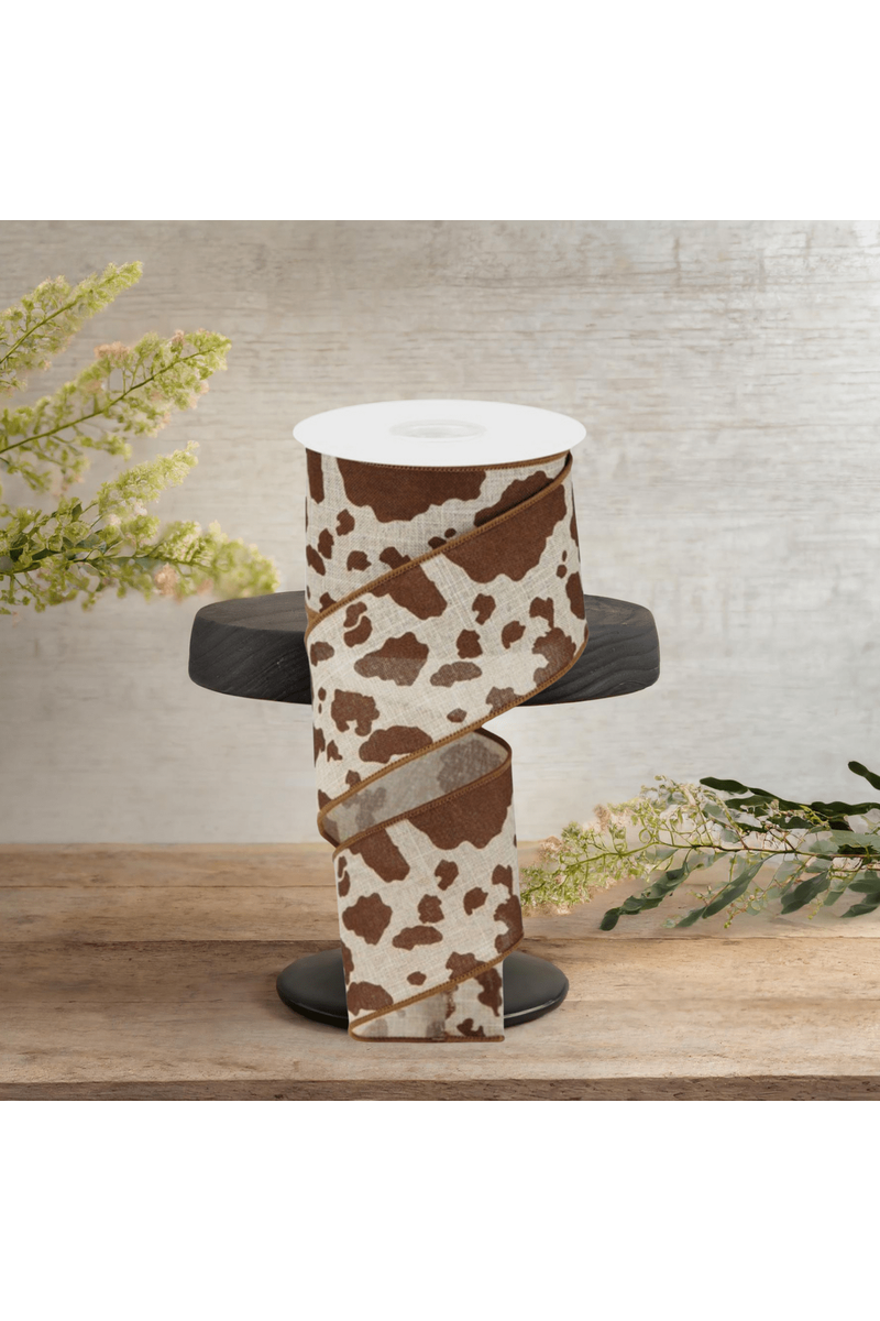 Shop For 2.5" Cowhide Print Ribbon: Natural & Brown (10 Yards)