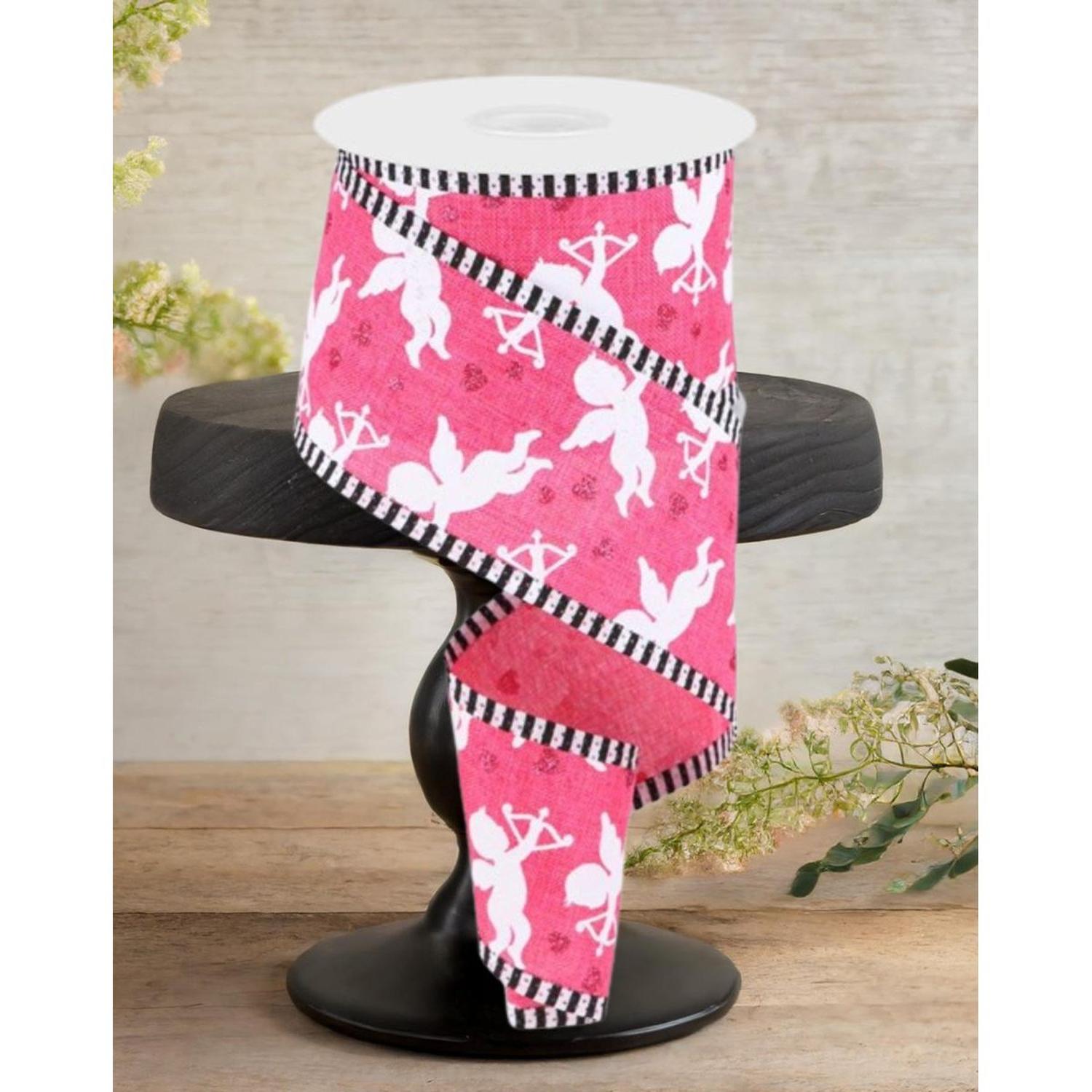 2.5" Cupid on Royal Stripe Ribbon: Hot Pink (10 Yard)