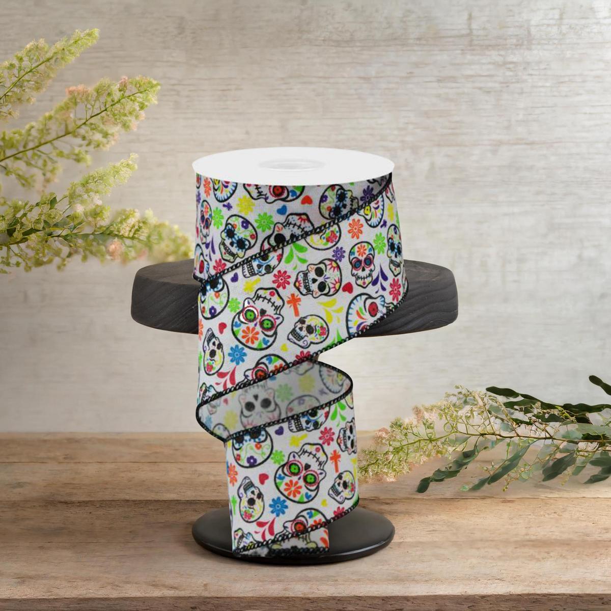 Shop For 2.5" Day of the Dead Ribbon: White (10 Yards)
