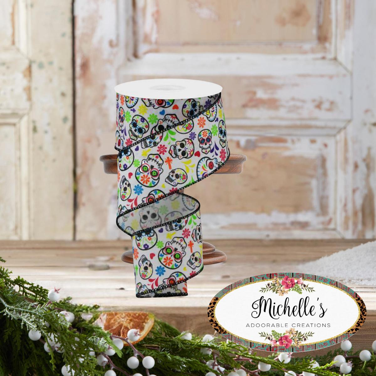 Shop For 2.5" Day of the Dead Ribbon: White (10 Yards)