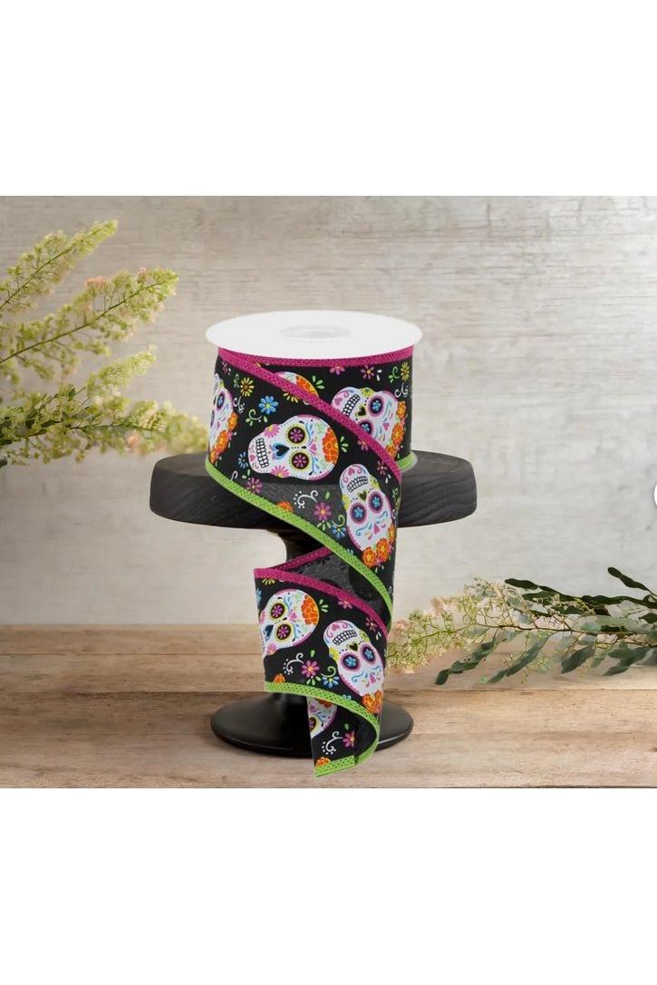 Shop For 2.5" Day of the Dead Royal Ribbon: Black (10 Yards)