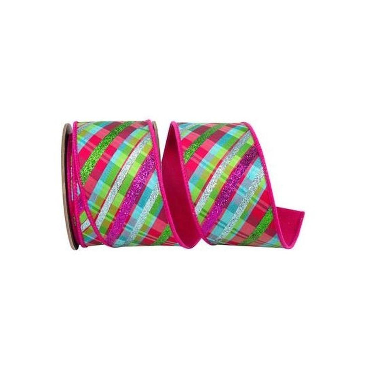 2.5" Deluxe Bright Plaid Ribbon: Fuchsia (5 Yards)