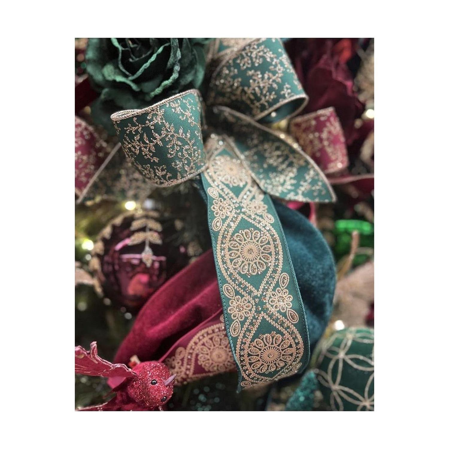 Shop For 2.5" Deluxe Wavy Floral Ribbon: Hunt Green (10 Yards)