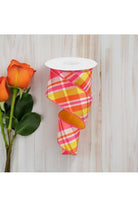Shop For 2.5" Diagonal Plaid Fused Ribbon: Hot Pink/Yellow (10 Yards) RGX005192