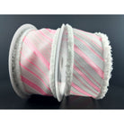 Shop For 2.5" Diagonal Stripe Snow Edge Ribbon: Pink & White (10 Yards)