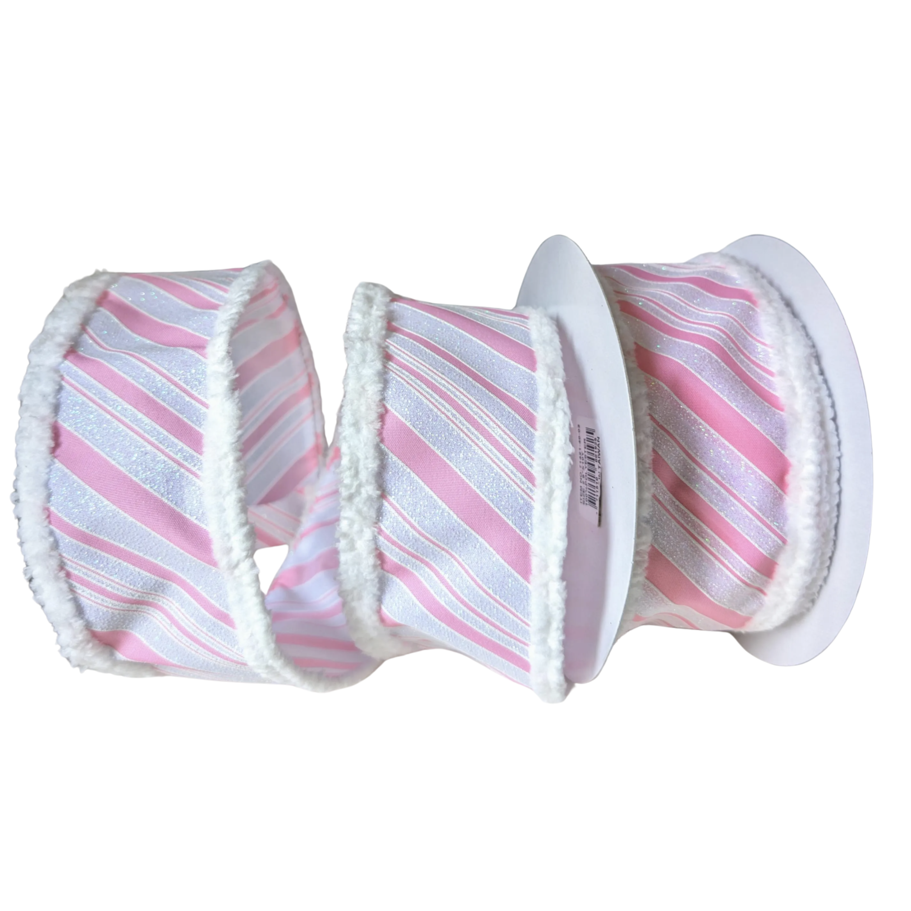 Shop For 2.5" Diagonal Stripe Snow Edge Ribbon: Pink & White (10 Yards)