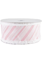 Shop For 2.5" Diagonal Stripe Snow Edge Ribbon: Pink & White (10 Yards)