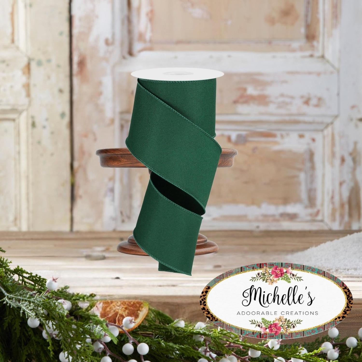 2.5" Diagonal Weave Ribbon: Hunt Green (10 Yards)