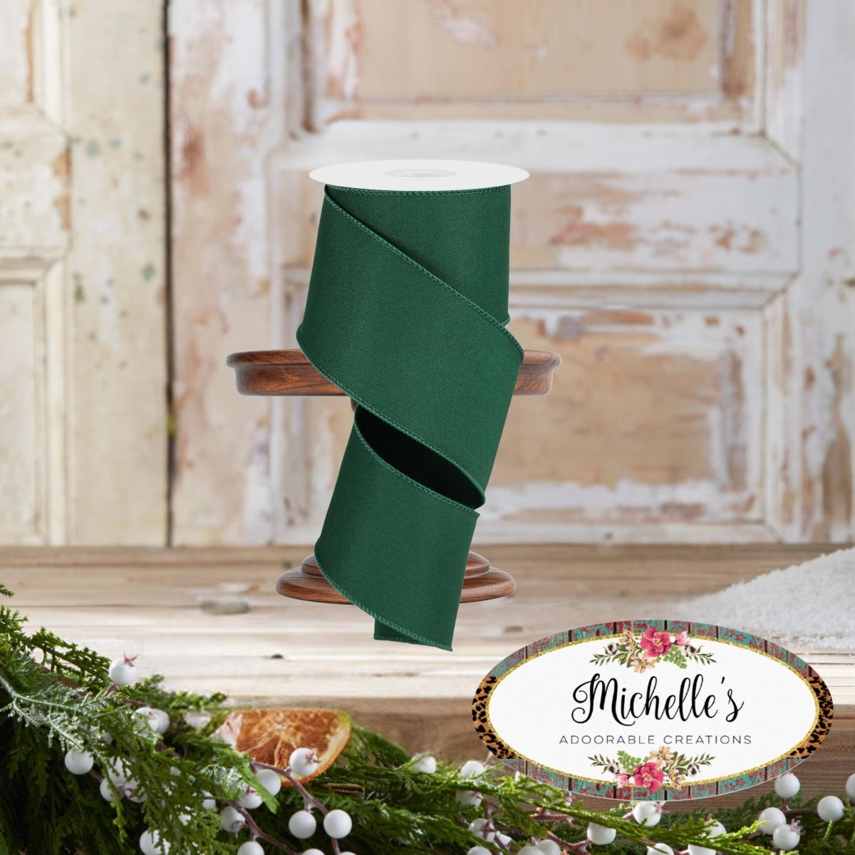 Shop For 2.5" Diagonal Weave Ribbon: Hunt Green (10 Yards)