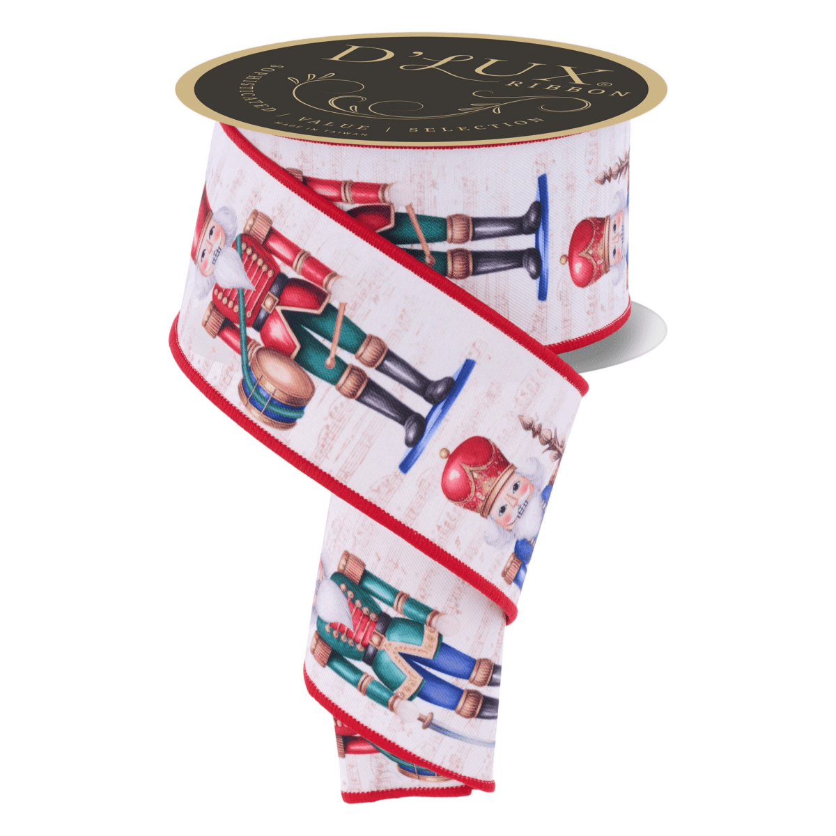 Shop For 2.5" D'Lux Nutcracker Fused Ribbon: Ivory/Red (10 Yards)